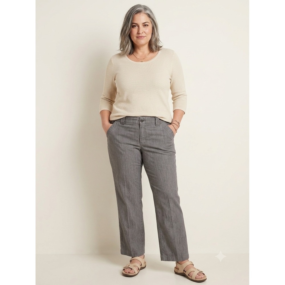 Lee Womens No Gap Waistband Grey Straight Leg Trousers Size 16 Medium